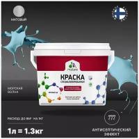 Краска водно-дисперсионная Malare Professional Biosept, для кухонь, ванных и сырых помещений матовая морская волна 1 л 1.3 кг