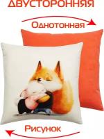 Подушка декоративная матех FLUFFY. Рыжик И зайка 33*33*10. Цвет белый, черный, лососевый, арт. 61-632