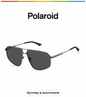 Мужские солнцезащитные очки Polaroid PLD 4118/S/X KJ1 M9, цвет: серый, цвет линзы: серый, авиаторы, металл