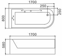 Ванна акриловая гидромассажная WeltWasser WW HB ALSTER 170/80 WT R Правая 170*80*58