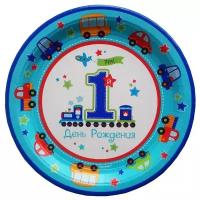 Веселая затея Набор одноразовых тарелок 1 день рождения, 25 см