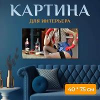 Картина на холсте "Бар, кабак, барная стойка" на подрамнике 75х40 см. для интерьера