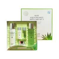 Набор уходовый с экстрактом алоэ Jigott Aloe Aqua Balance Skin Care 3Set (150 мл*2 шт/50 мл/30 мл*2 шт)