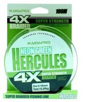 KAIDA Плетеный шнур HERCULES 4X neon green PX401-20 100м 0,20мм