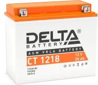 Мото, Скутер 12В 20 А.ч. Delta, 270А,Пр.пол., Ст1218 (Ytx20-Bs) (177X88x154) (Залитый) Agm Аккумулят DELTA battery арт. CT1218