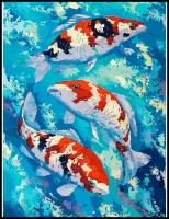Картина по номерам Белоснежка "Карпы Кои" / Раскраска / Холст на подрамнике 30х40 см. / Рыбы / Река