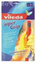 Перчатки Vileda универсальные Super Grip, 1 пара, размер L, цвет желтый