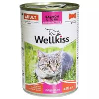 Влажный корм для кошек Wellkiss с лососем, с курицей, с тунцом 410 г