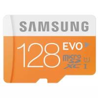 Карта памяти Samsung microSDXC 128 ГБ Class 10, UHS-I, R 48 МБ/с, адаптер на SD