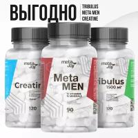 Набор для набора мышечной массы MetaJoy Бустер тестостерона 120 капс + креатин 120 капс + мультивитамины для мужчин 90 табл