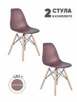 Комплект пластиковых стульев со спинкой GEMLUX GL-FP-235BR/2, для кухни, гостиной, детской, балкона, дачи, сада, офиса, кафе, цвет коричневый