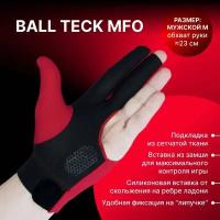 Перчатка бильярдная "Ball Teck MFO" черно-красная, вставка замша, закрытая