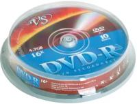 Диски DVD-R VS 4,7 Gb, комплект 10 шт., Cake Box, VSDVDRCB1001