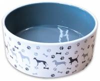 Миска керамическая для собак рисунком 350мл, серая