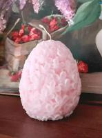 Свеча декоративная GN яйцо большое с цветами, розовое