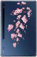 Противоударный силиконовый чехол для планшета Samsung Galaxy Tab S7 Plus/S8 Plus 12.4 Розовая сакура