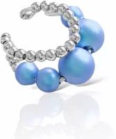 Кафф голубой Iridescent Light Blue с жемчугом Swarovski, моносерьга