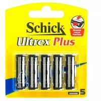 Сменные кассеты SCHICK ULTREX PLUS (5 сменных кассет) 2-лезв., увл.полоска, система очистки Push/Clean