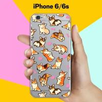 Силиконовый чехол на Apple iPhone 6/6s Узор из корги с сердцами / для Эпл Айфон 6/6с