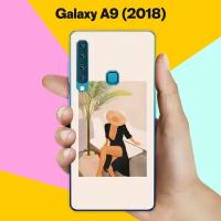 Силиконовый чехол на Samsung Galaxy A9 (2018) Девушка в черном / для Самсунг Галакси А9 2018