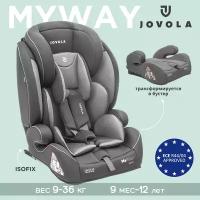 Автокресло-трансформер JOVOLA MyWay ISOFIX, бустер, группа 1,2,3, 9-36 кг, темн. серый-светл. серый