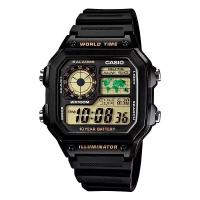 Наручные часы CASIO Collection AE-1200WH-1B, черный, зеленый