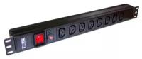 Блок розеток LANMASTER 19" 8 шт. C13, 10A 250V, без шнура питания (TWT-PDU19-10A8C3)