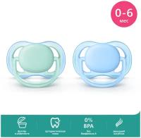 Пустышка силиконовая ортодонтическая Philips AVENT ultra air SCF244/20 0-6 м, 2 шт