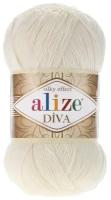 Пряжа Alize Diva - 1 шт, 62 молочный, 350м/100г, 100% микрофибра акрил /Ализе Дива/