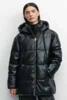 Куртка из экокожи женская Befree стеганая с капюшоном и воротником 2341080120-50-M черный размер M