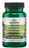 Swanson Hawthorn, Resveratrol, Cayenne & Garlic 30 вег капсул (Swanson)