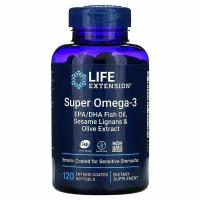 Life Extension Super Omega-3 120 капсул покрытых кишечнорастворимой оболочкой (Life Extension)