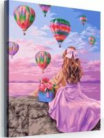 Картина по номерам на холсте 40х50 см "Воздушные шары". Холст на подрамнике