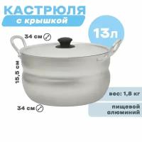 Кастрюля 13 л 2 ручки, с крышкой металлической