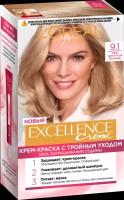 L'Oreal Paris Стойкая крем-краска для волос "Excellence", оттенок 9.1, Очень светло-русый пепельный