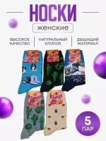 Носки женские с рисунком 5 пар, размер 36-39. Комплект The Noski