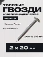 Гвоздь толевый оцинкованный 2х20 мм, 250 штук