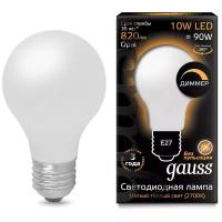 Лампа светодиодная gauss, LED Filament A60 Opal Dimmable 102202110-D E27, A60, 10Вт, 2700К