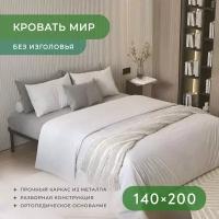 Двуспальная кровать металлическая, разборная без изголовья МИР 140х200 черная