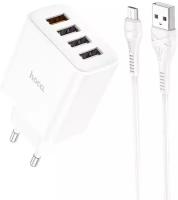 СЗУ 4USB 2.1A QC3.0 быстрая зарядка для micro Hoco C102A White