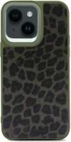 Чехол iPhone 14 6.1" полиуретановый Kajsa Leopard Pattern оливковый леопард