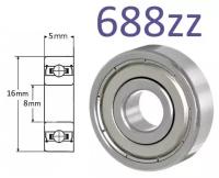 Подшипник 688 ZZ NSK 10 штук (1080088; 1000088 ZZ; L1680 ZZ; 628/8 ZZ; L1680HH)