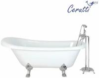 Ванна CLASSIC 150 акриловая отдельностоящая Cerutti SPA (1570x770x740) на львиных алюминиевых хромированных лапах