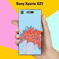 Силиконовый чехол на Sony Xperia XZ1 Красные цветы / для Сони Иксперия ИксЗ 1