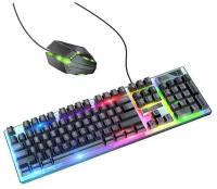 Мышь проводная + клавиатура Hoco GM18 игровые с подсветкой Black