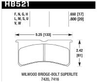 Колодки тормозные HB521S.650 HAWK HT-10 Wilwood 6 порш. 4 порш. 17 mm