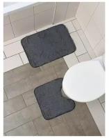 Набор ковриков для ванной и туалета Доляна «Пушистик», 2 шт: 38×40, 40×60 см, цвет серый