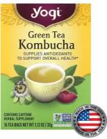 Yogi Tea, зеленый чай комбуча, 16 чайных пакетиков, 32 г