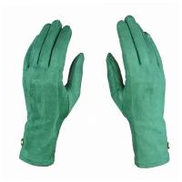 Перчатки элегантные женские "Сенсорный палец" иск.замша цвет зеленые (размер: 6-8)