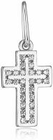 Крестик Ювелир Карат, серебро, 925 проба, родирование, фианит